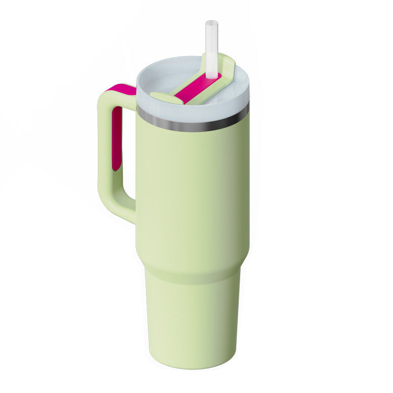 Insulated Thermos Mug with Handle and Straw