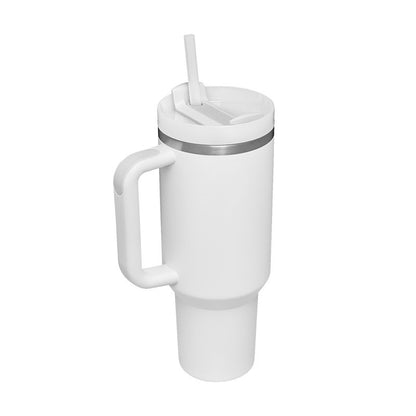 Insulated Thermos Mug with Handle and Straw