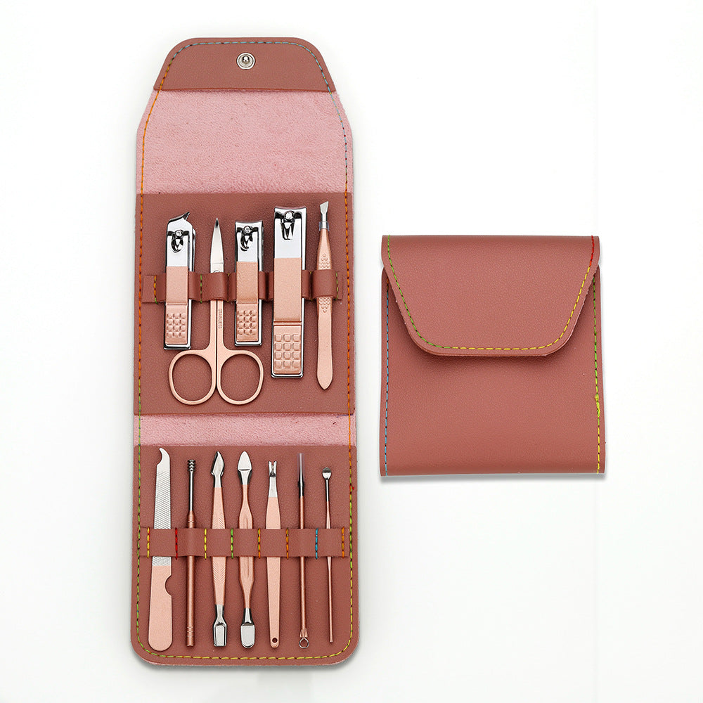 Portable Manicure Tool in PU Leather - Rose Gold