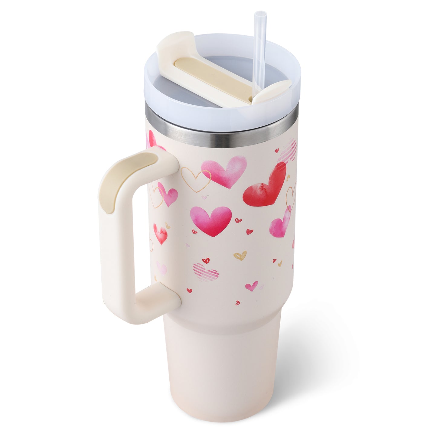 Insulated Thermos Mug with Handle and Straw