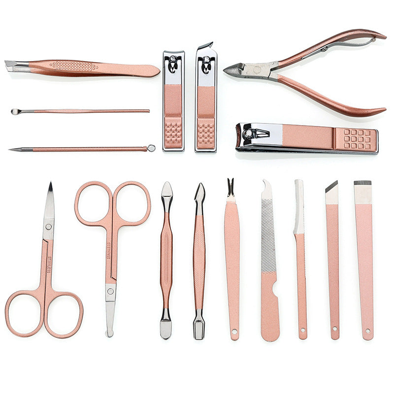 Portable Manicure Tool in PU Leather - Rose Gold