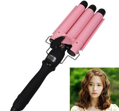 Electric Triple Tube Curling Iron for Versatile Styling