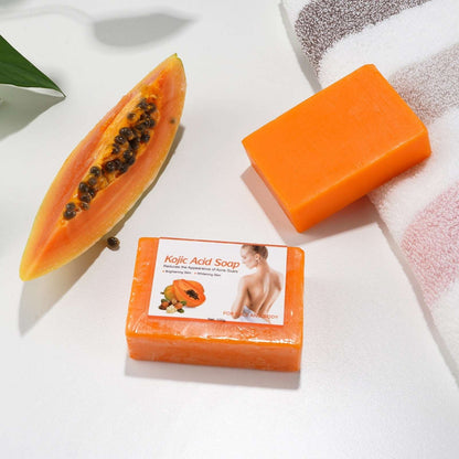 Papaya Kojic Acid Soap Deep Cleansing Softening Cuticle Fading Melanin Acne Brightening Skin Color