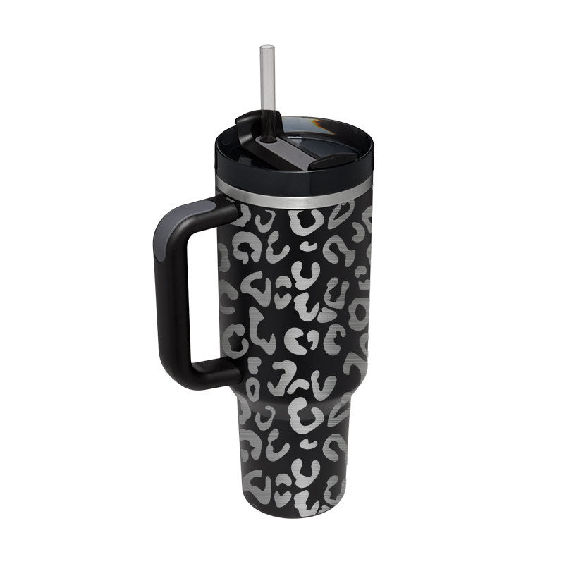 Insulated Thermos Mug with Handle and Straw