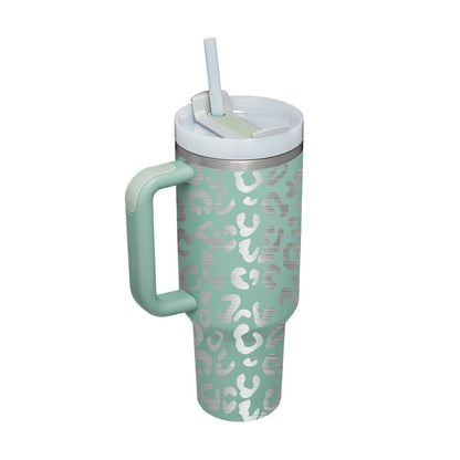 Insulated Thermos Mug with Handle and Straw