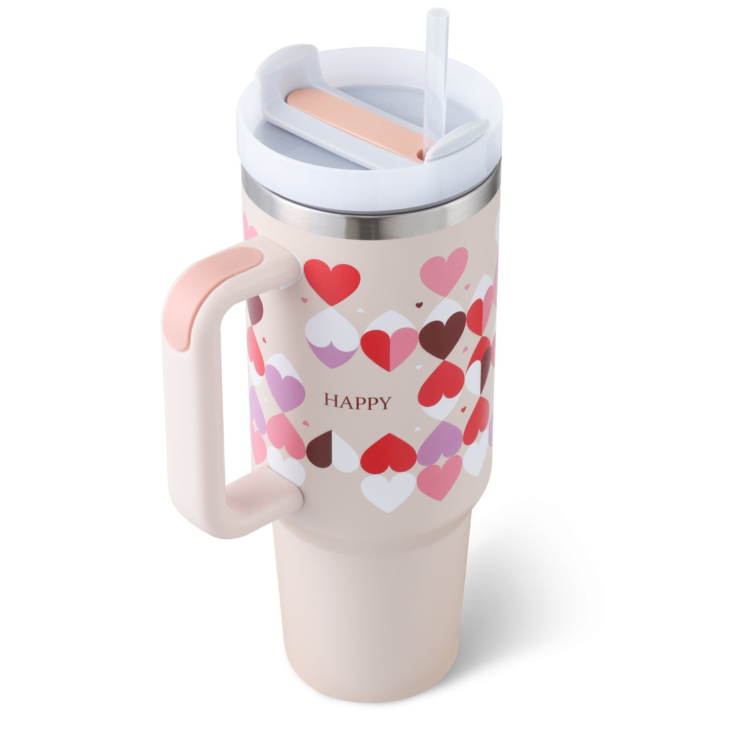 Insulated Thermos Mug with Handle and Straw