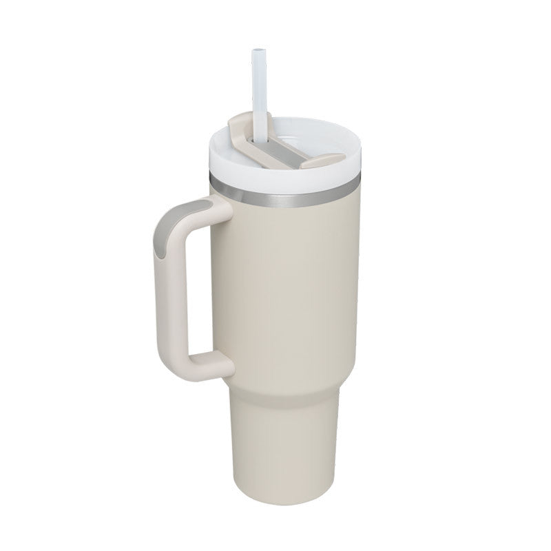 Insulated Thermos Mug with Handle and Straw