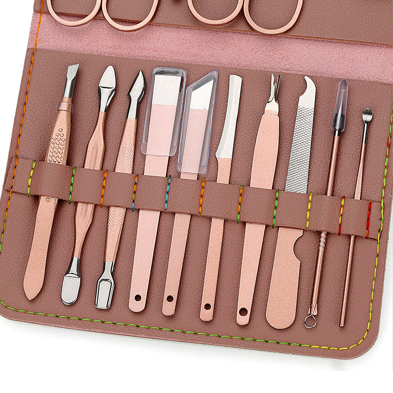 Portable Manicure Tool in PU Leather - Rose Gold