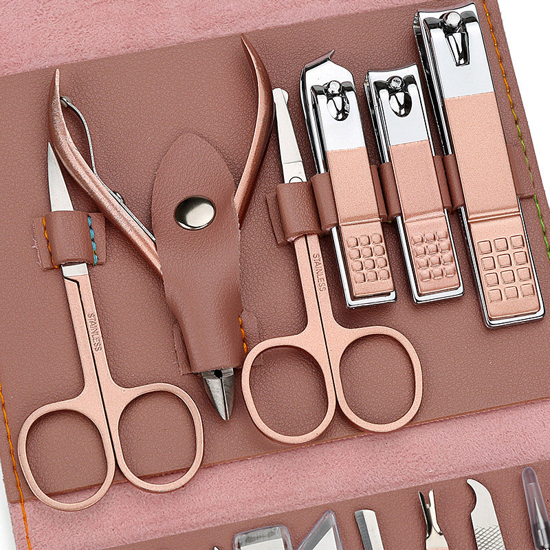 Portable Manicure Tool in PU Leather - Rose Gold