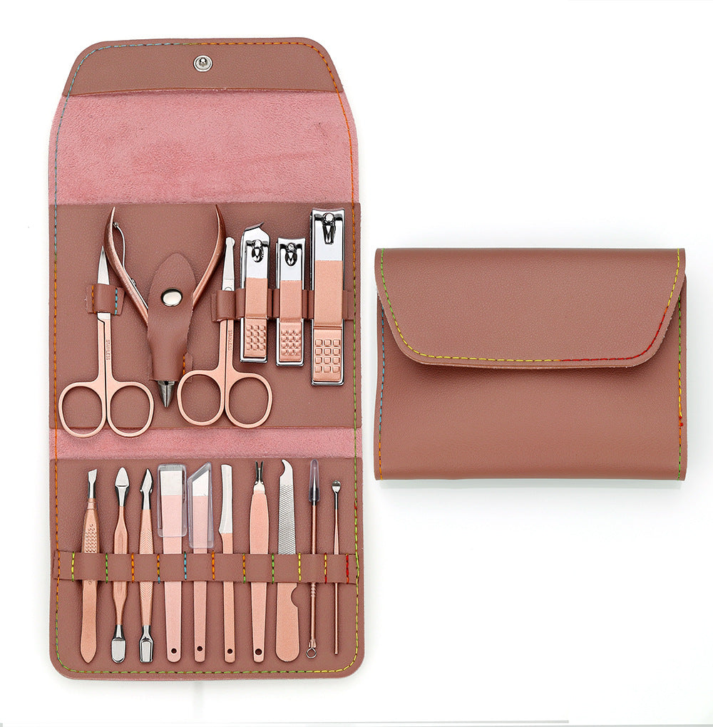 Portable Manicure Tool in PU Leather - Rose Gold