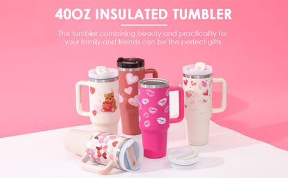 Insulated Thermos Mug with Handle and Straw