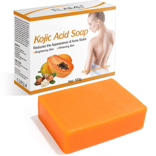 Papaya Kojic Acid Soap Deep Cleansing Softening Cuticle Fading Melanin Acne Brightening Skin Color