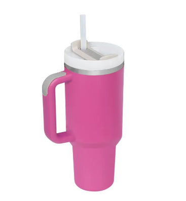 Insulated Thermos Mug with Handle and Straw