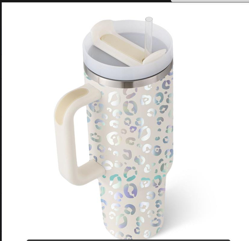 Insulated Thermos Mug with Handle and Straw