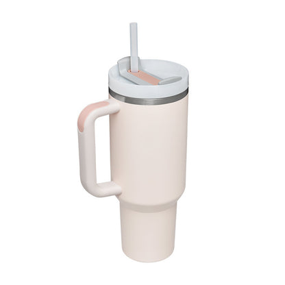 Insulated Thermos Mug with Handle and Straw