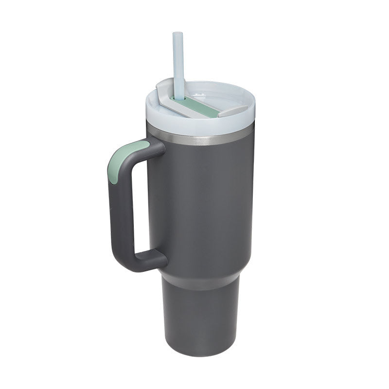 Insulated Thermos Mug with Handle and Straw