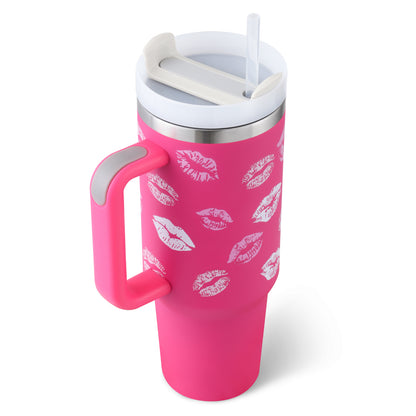 Insulated Thermos Mug with Handle and Straw