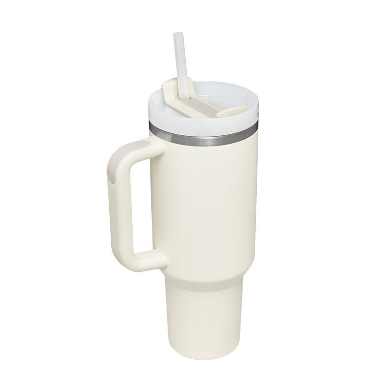 Insulated Thermos Mug with Handle and Straw