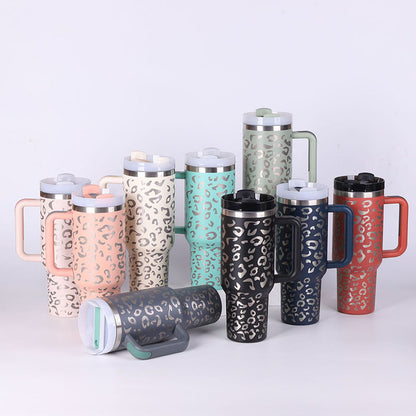 Insulated Thermos Mug with Handle and Straw