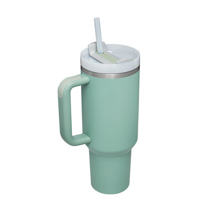 Insulated Thermos Mug with Handle and Straw