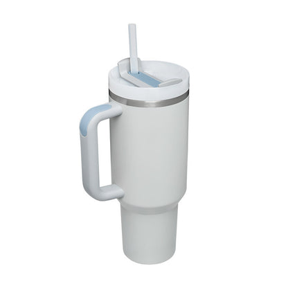 Insulated Thermos Mug with Handle and Straw