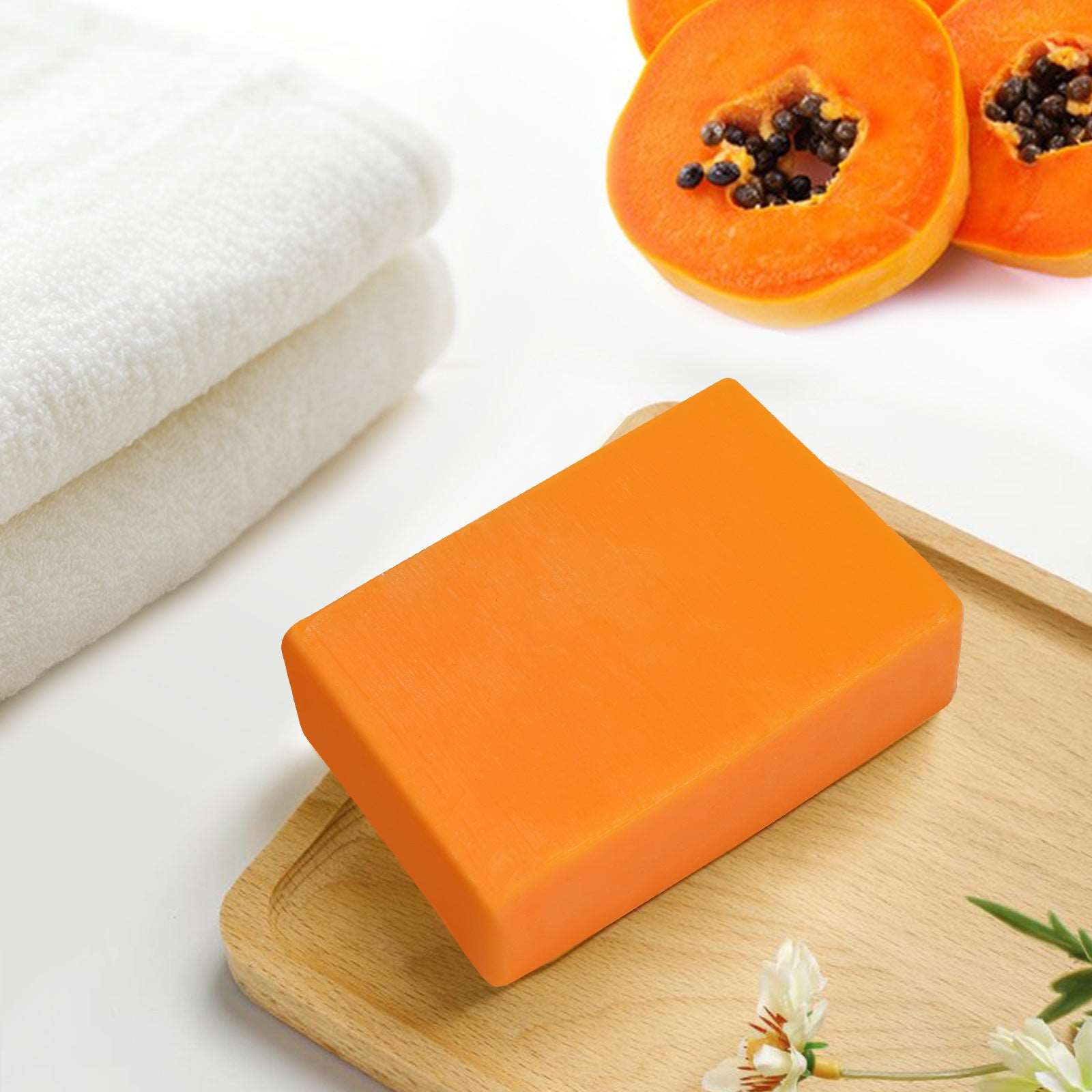 Papaya Kojic Acid Soap Deep Cleansing Softening Cuticle Fading Melanin Acne Brightening Skin Color