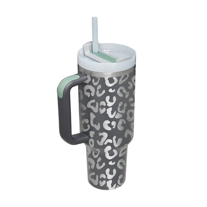 Insulated Thermos Mug with Handle and Straw