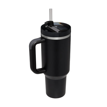 Insulated Thermos Mug with Handle and Straw