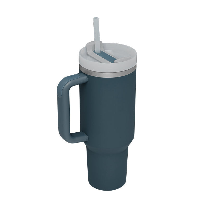 Insulated Thermos Mug with Handle and Straw