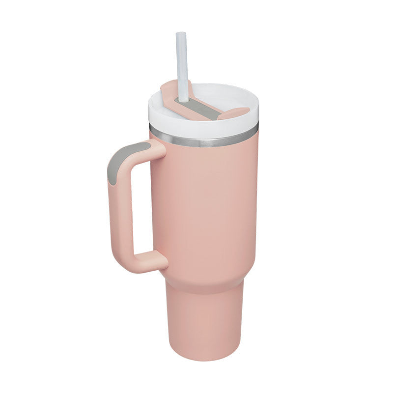 Insulated Thermos Mug with Handle and Straw